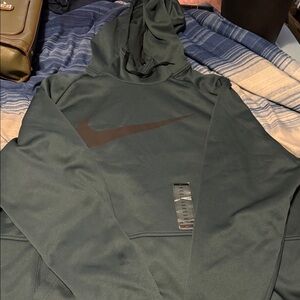 Nike Dark Green Hoodie with Black Swoosh